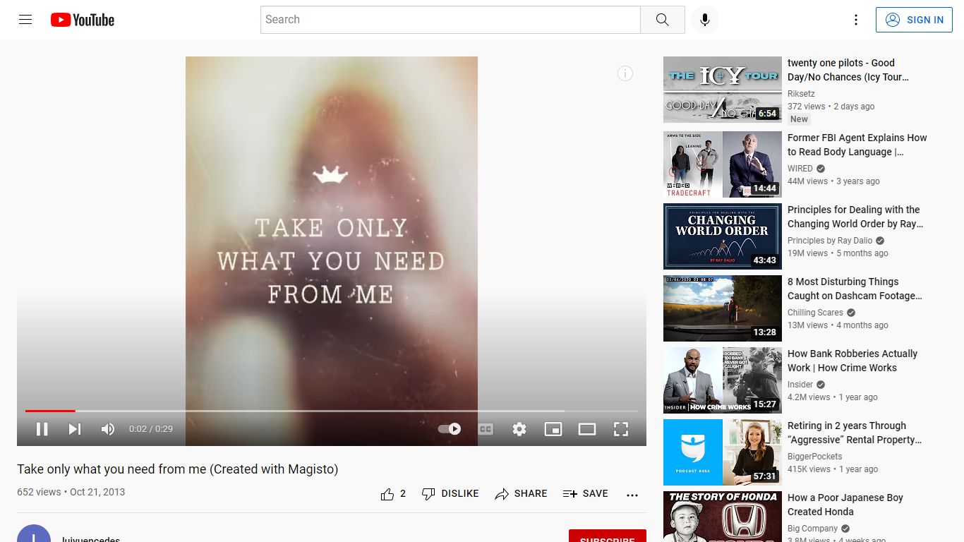 Take only what you need from me (Created with Magisto) - YouTube